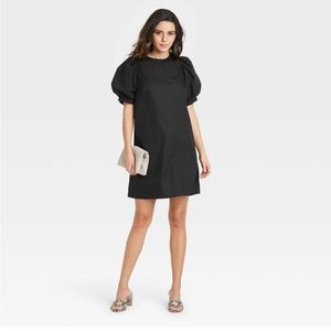 Women's Puff Short Sleeve Dress - A New Day Black M